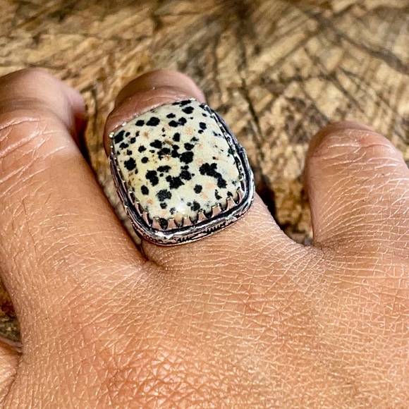 Dalmation Jasper Ring Size 7 1/2 - Picture 3 of 6